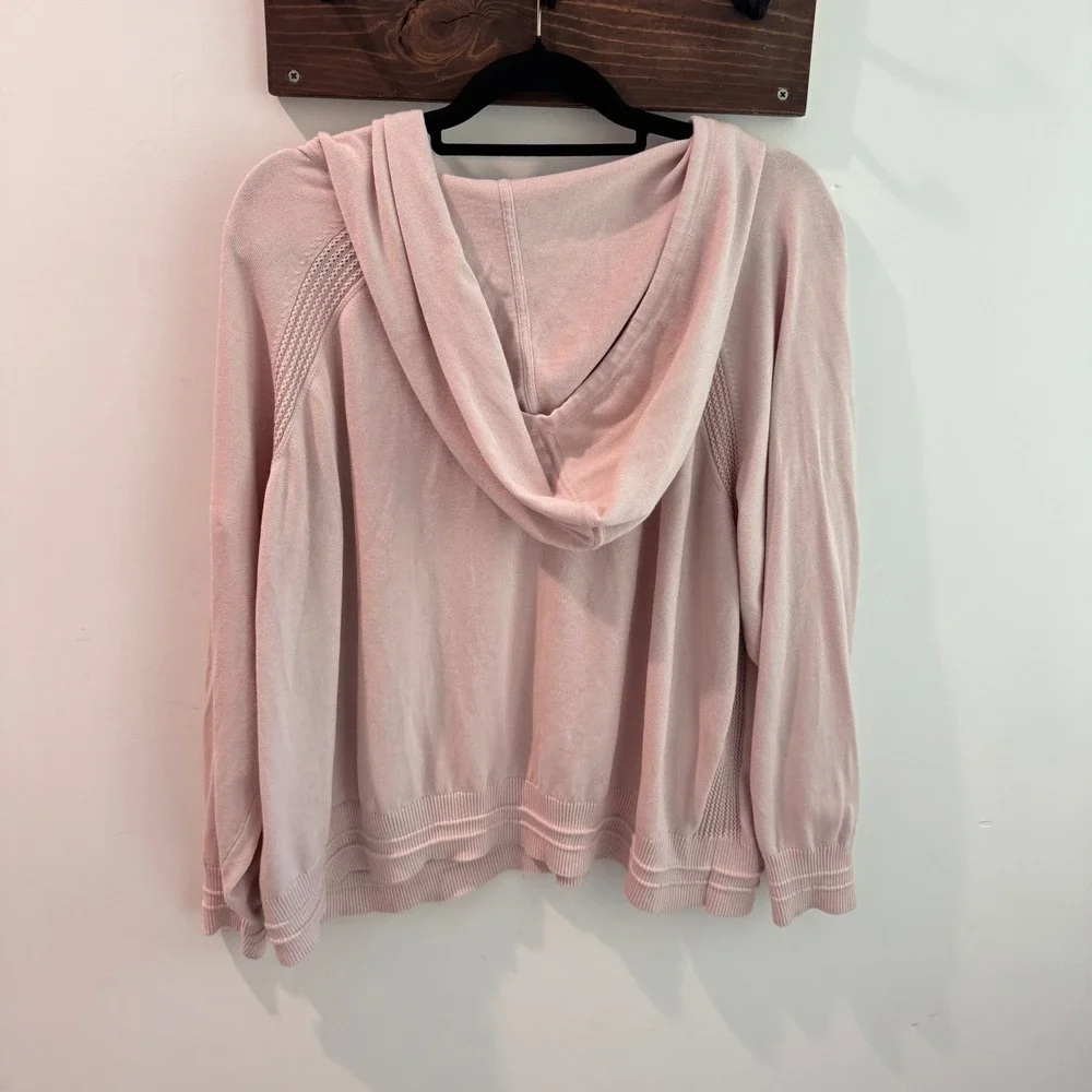 Athleta Evergreen Sweater‎ Hoodie in Orchid Pink V-Neck Mesh Raglan 3X